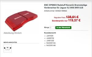 EBC DP6892 Redstuff Keramik Bremsbeläge Vorderachse für Jaguar
